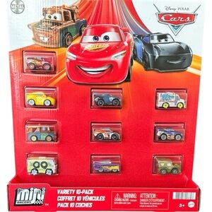 Mattel Cars Mini Racers 10-Pack - Red, Blue, Black